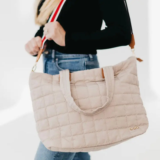 Tan Day Dreamer Quilted Tote Bag