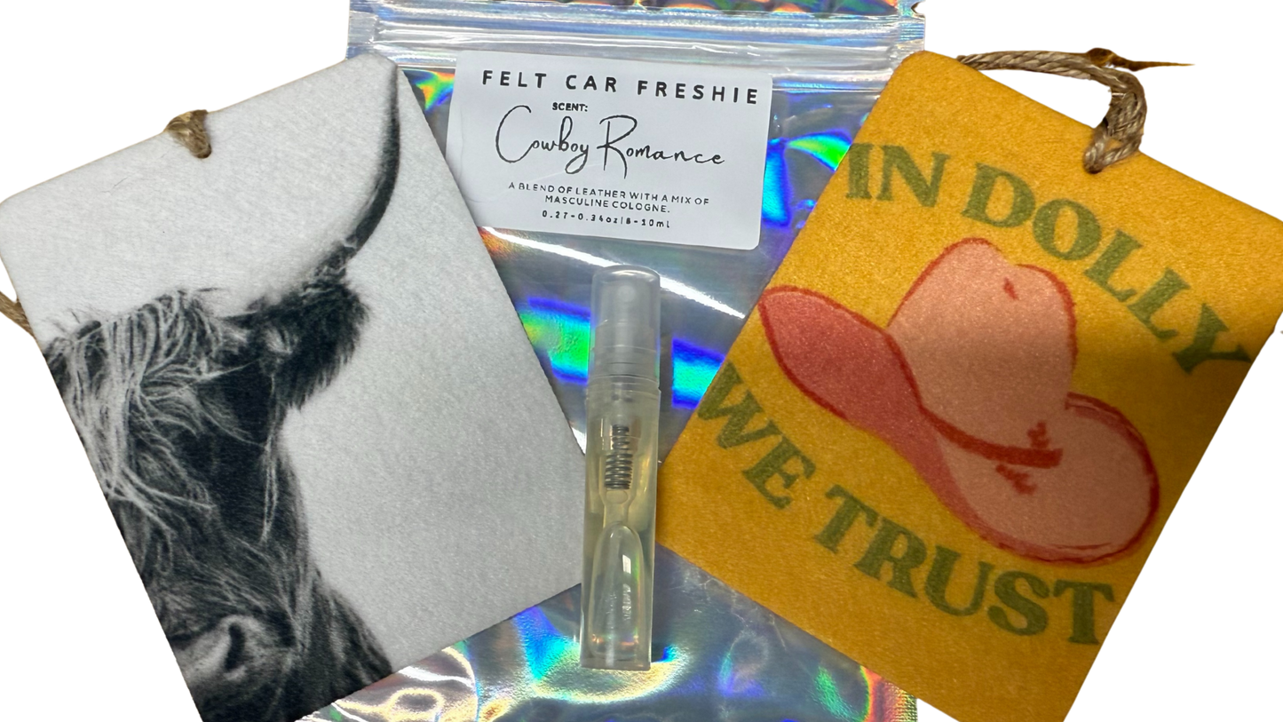 Cowboy Romance- Felt Car Freshie