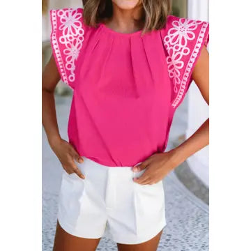 Pink Flutter Floral Top