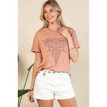 Boot Stitch Rust Tee